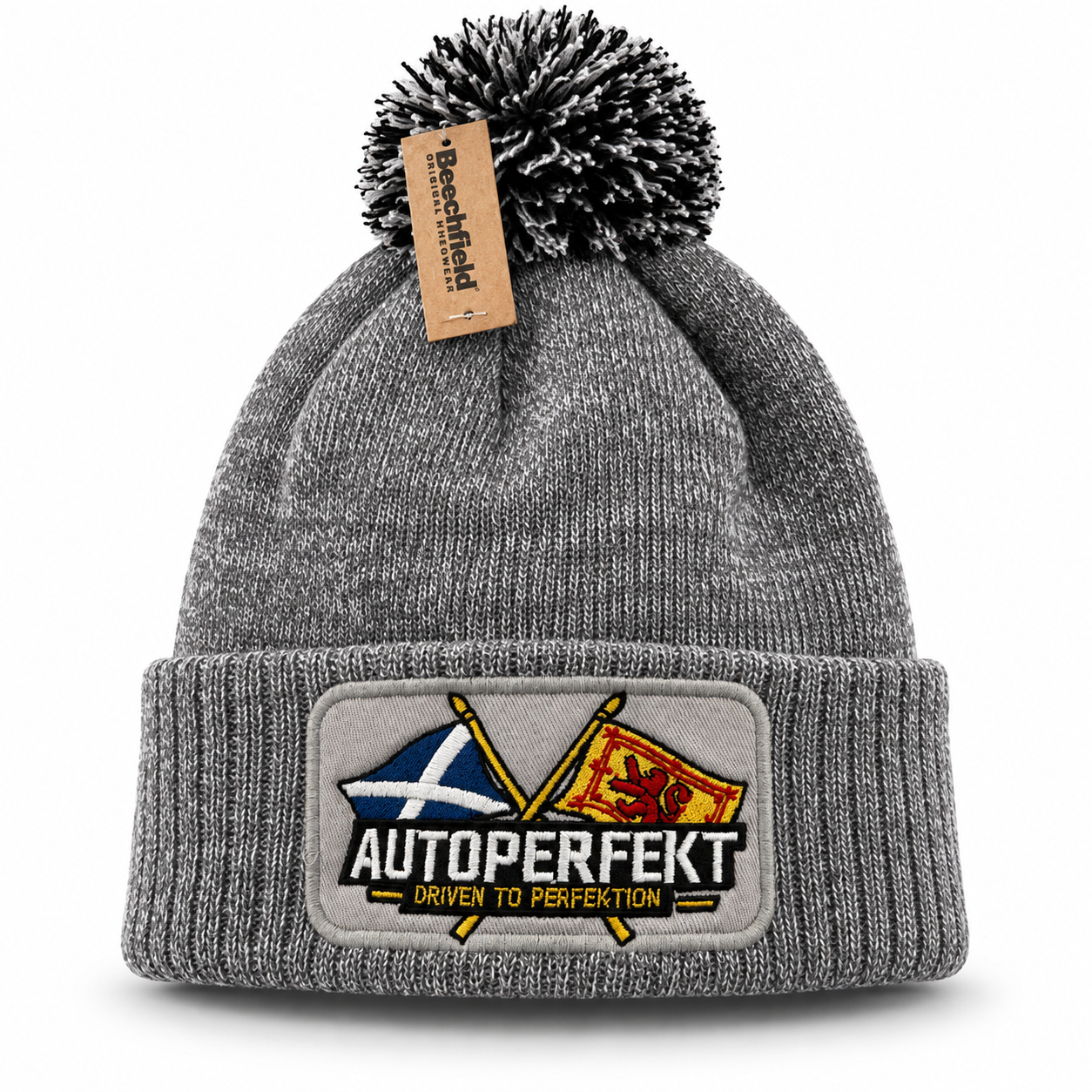 Grey Autoperfekt Embroidered Beanie
