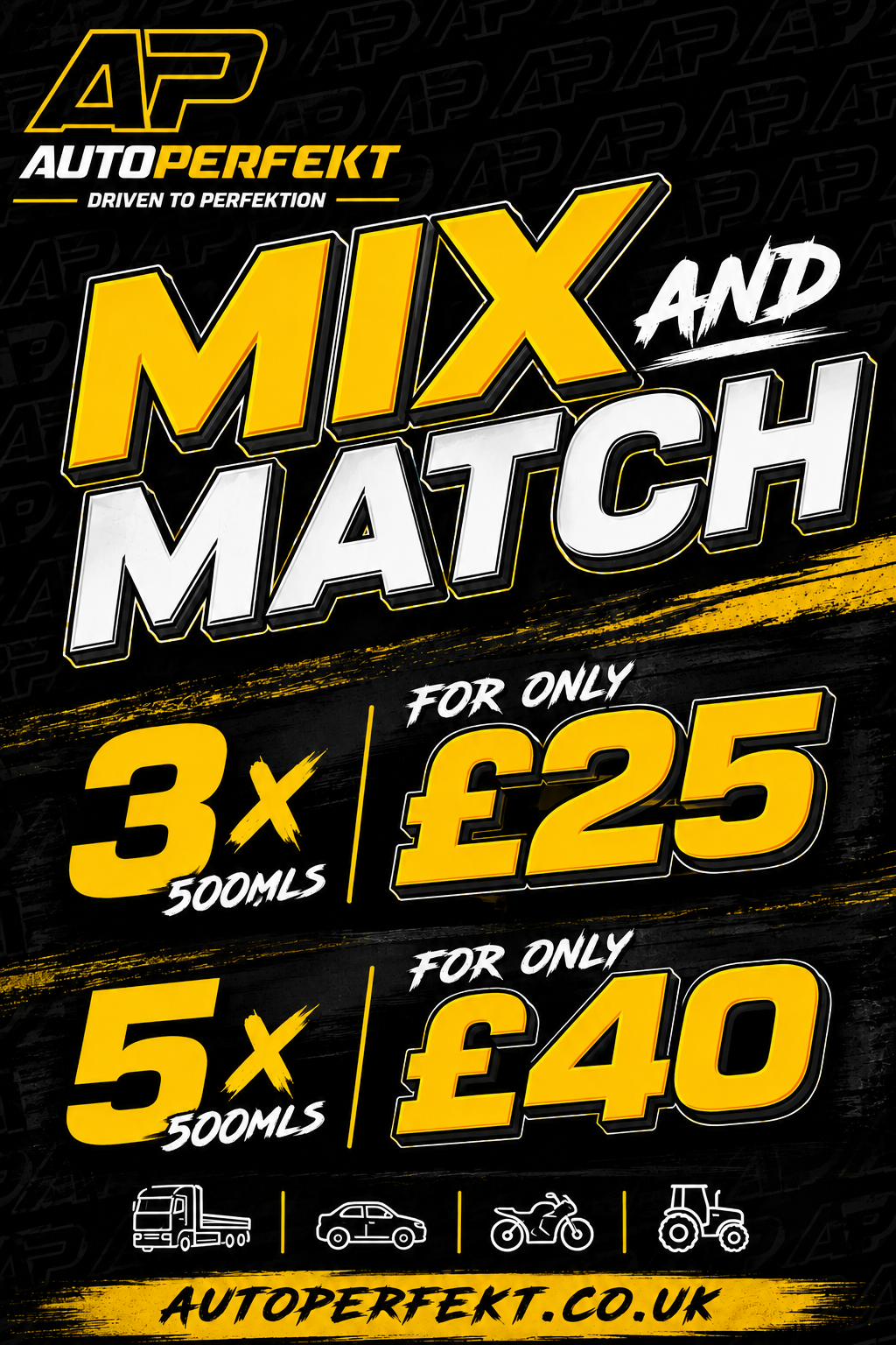 MIX AND MATCH ANY 3x 500mls FOR £25